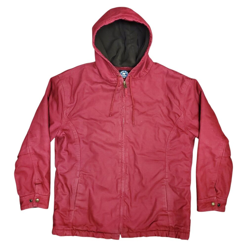 POLAR KING Jacket Womens XL Pink Fleece Insulated Hooded Canvas Workwear Outdoor